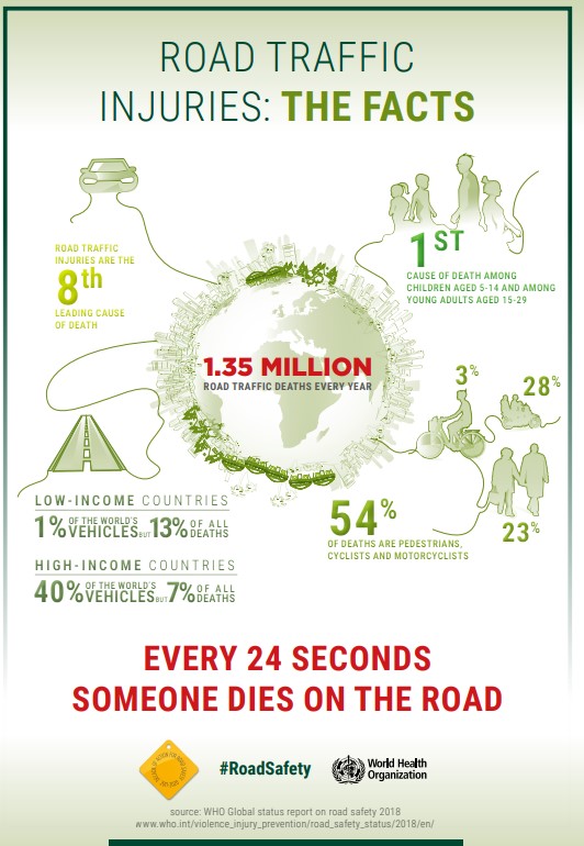 Road traffic injury facts by WHO