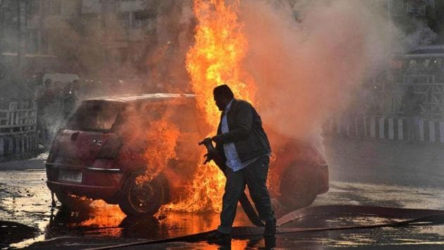 Protest against Padmaavat film in India.