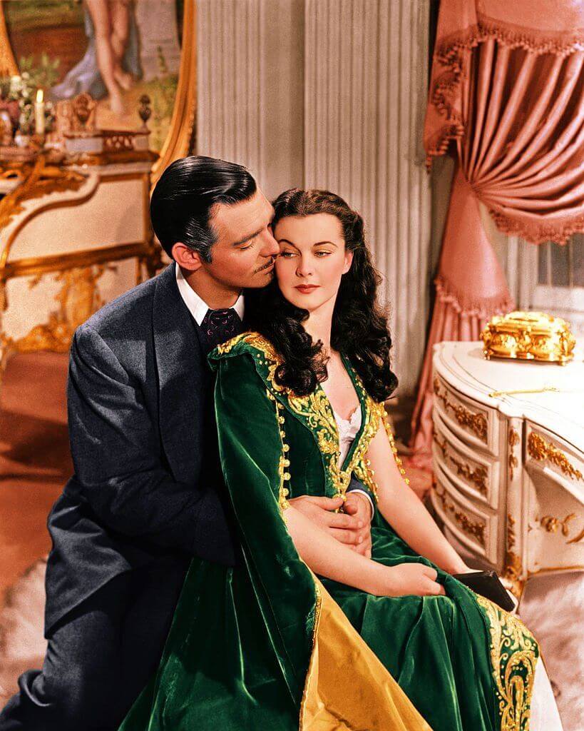 Clark Gable and Vivien Leigh as Captain Rhett Butler and Scarlett O'Hara in Gone With The Wind 1939 film