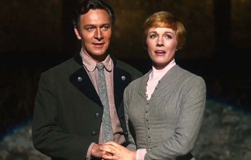 Captain Geairg Von Trapp (Christopher Plummer) and Maria (Julie Andrews) after their marriage in The Sound of Music