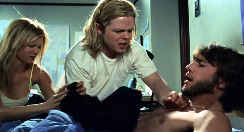 Ashton Kutcher, Amy Smart, and Elden Henson in The Butterfly Effect (2004)