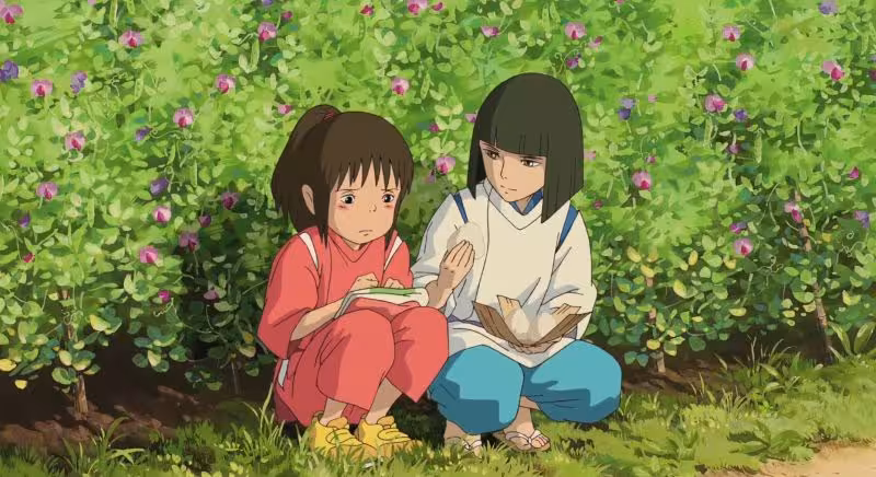 Rumi Hiiragi and Miyu Irino in Spirited Away (2001)