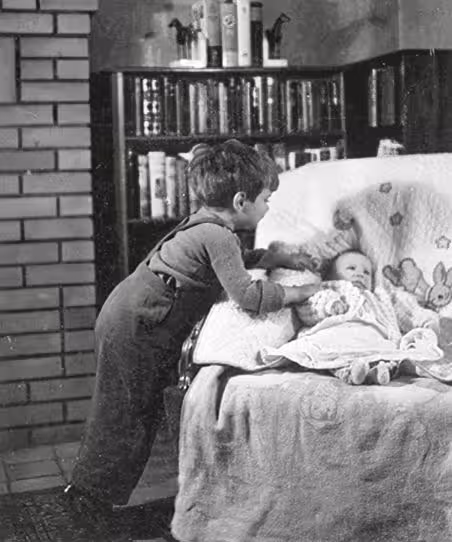 Baby Atwood being welcomed by her brother Harold in Ottawa 1940
